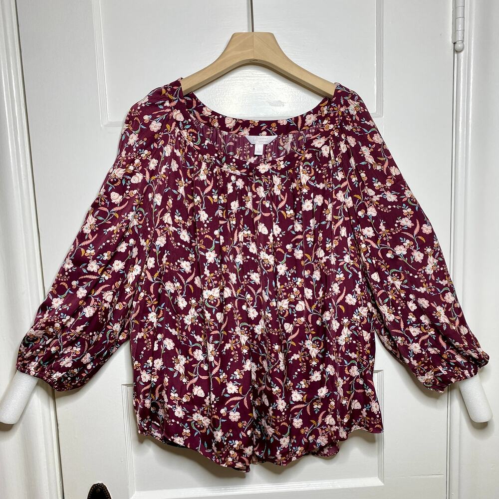 Floral Blouse Womens Large Chocolate Brown Dark Cottagecore Fairy Fall Romantic